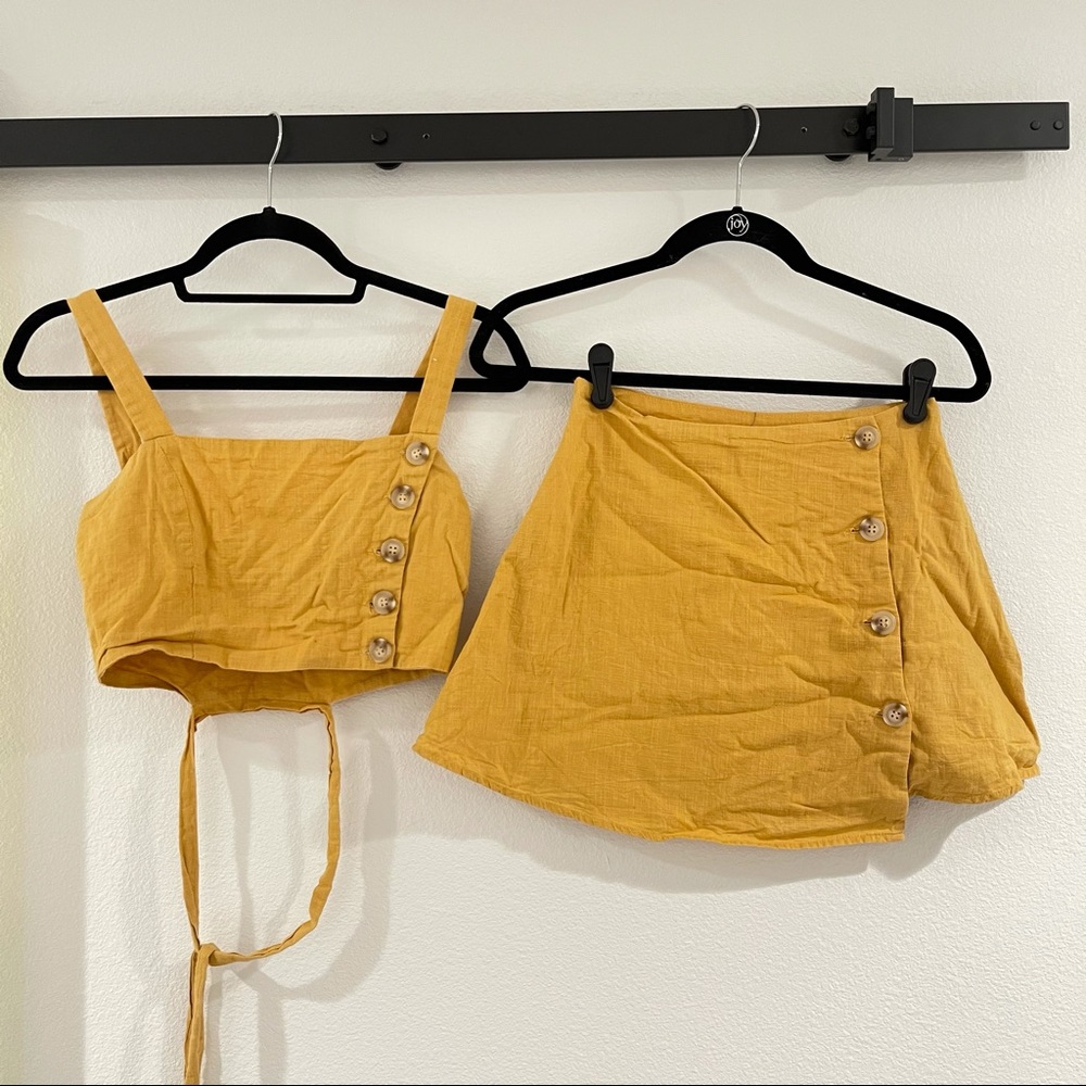 Mustard Two piece skirt set
